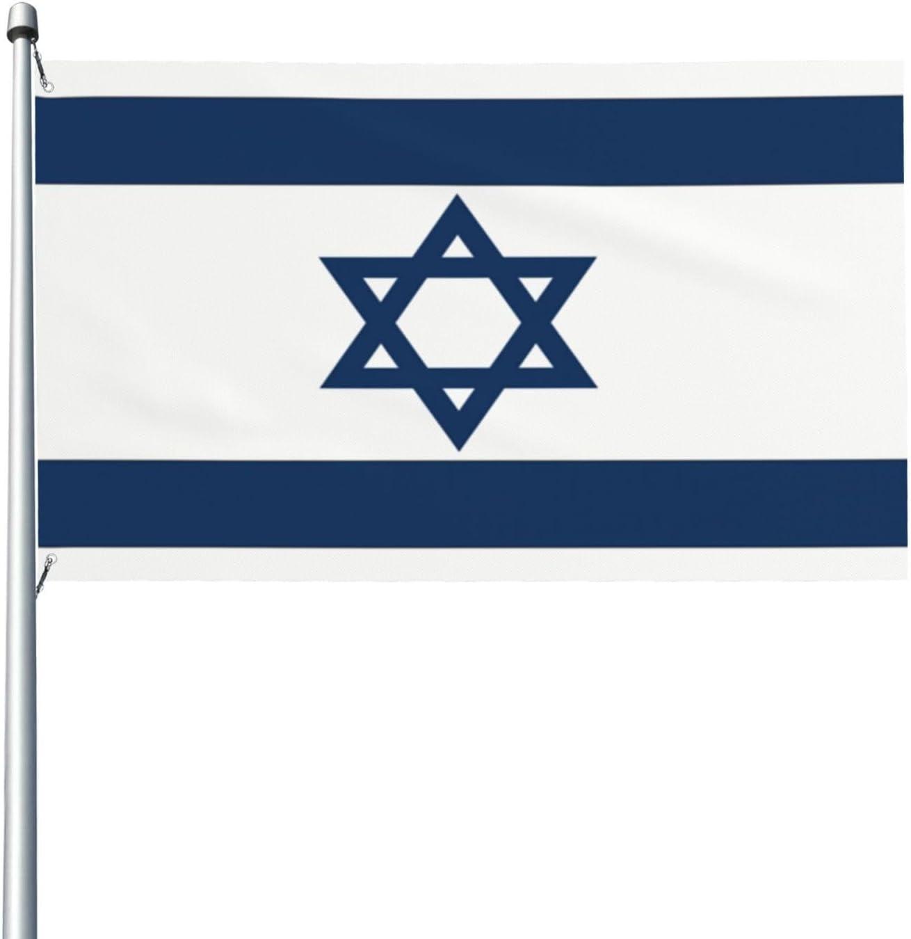 Fly Breeze 3x5 Foot Israel Flag - Vivid Color and Fade proof - Canvas Header and Double Stitched - Israeli National Flags Polyester with Brass Grommets 3 X 5 Ft as show