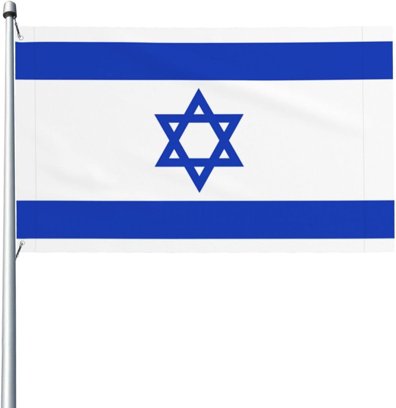 Fly Breeze 3x5 Foot Israel Flag - Vivid Color and Fade proof - Canvas Header and Double Stitched - Israeli National Flags Polyester with Brass Grommets 3 X 5 Ft as show