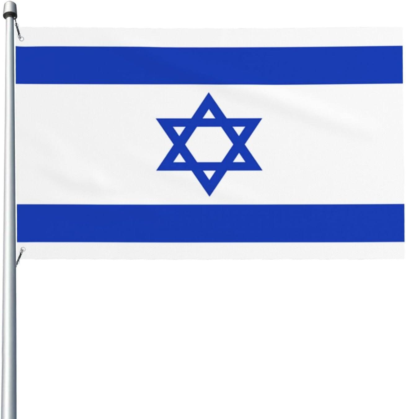 Fly Breeze 3x5 Foot Israel Flag - Vivid Color and Fade proof - Canvas Header and Double Stitched - Israeli National Flags Polyester with Brass Grommets 3 X 5 Ft as show