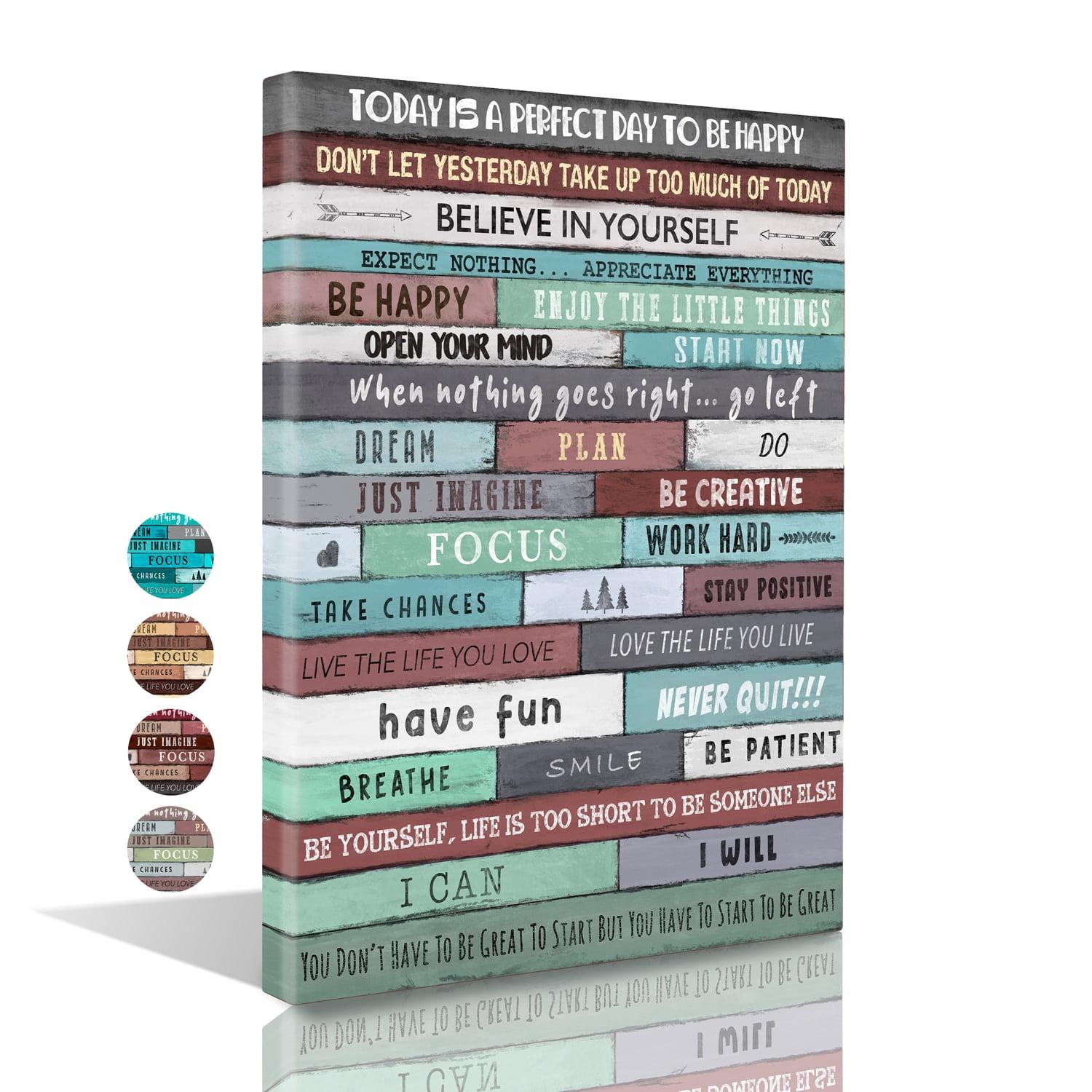 Istrion Inspirational Wall Art Framed Canvas 12 x 16 in (Turquoise) - Motivational Positive Quotes Rustic Wall Arts Decor for Home Office Bathroom Bedroom Kitchen Classroom Gym