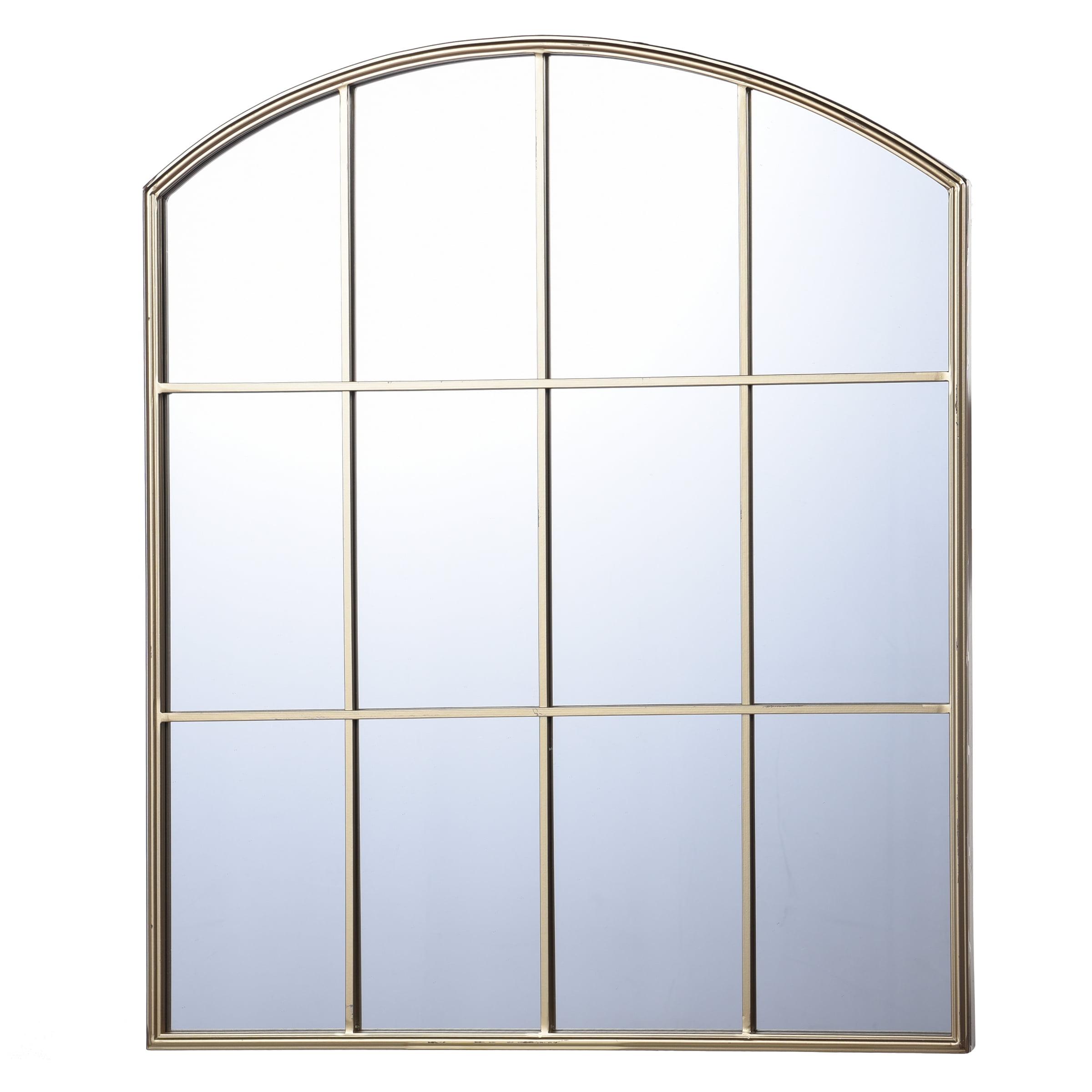 Rectangular Gold Metal Window Pane Wall Mirror