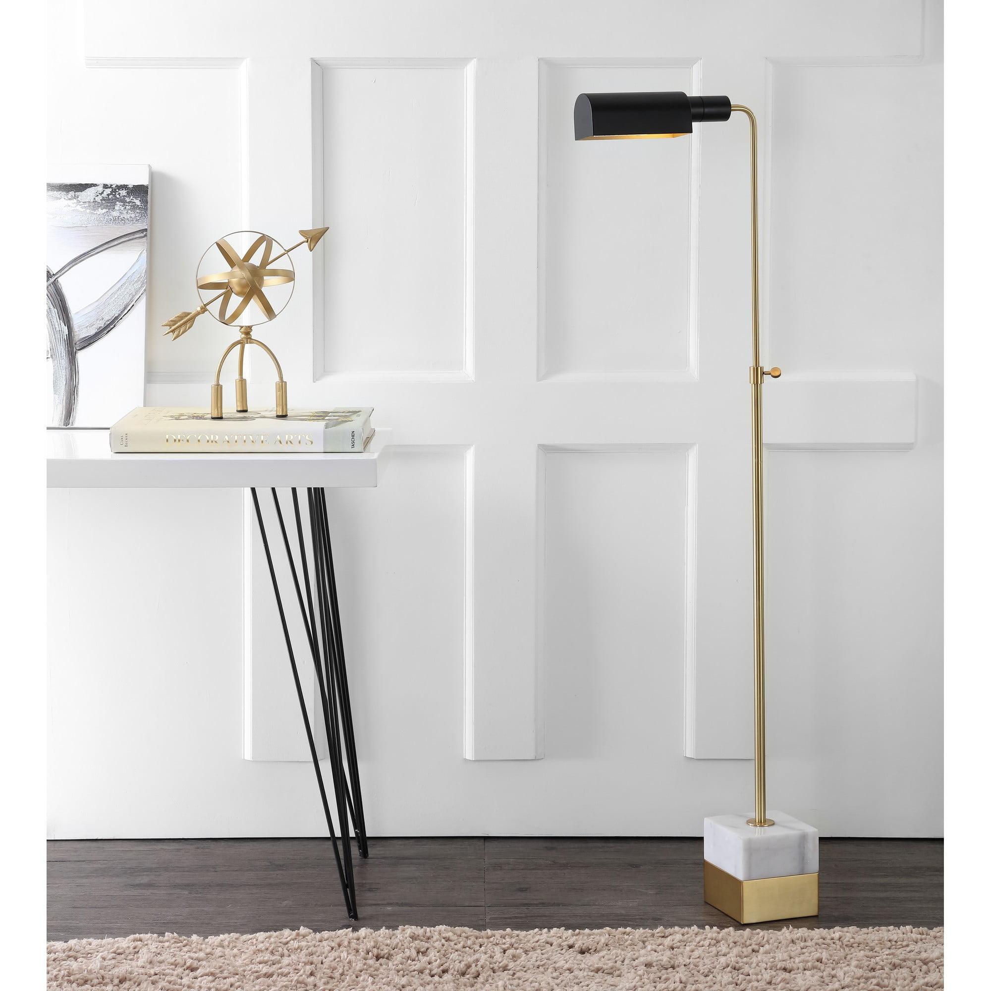 Contemporary Black Silk Shade LED Floor Lamp with Adjustable Height