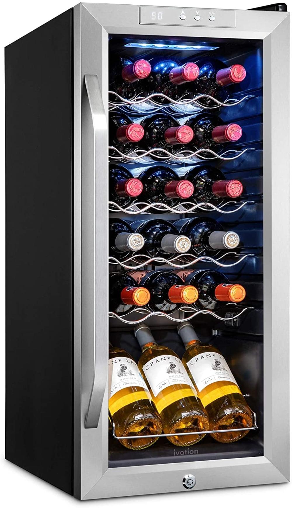 Ivation 18 Bottle Wine Cooler Fridge, Compressor Refrigerator W/Lock