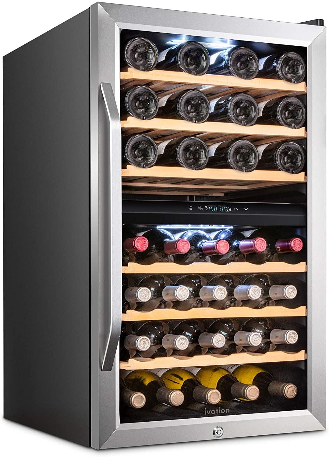 Ivation 43 Bottle Stainless Steel Dual Zone Wine Cooler