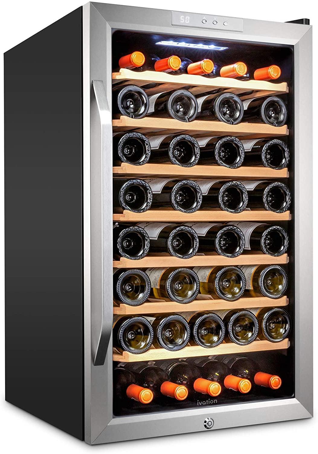 Ivation 51 Bottle Wine Cooler Fridge, Compressor Refrigerator W/Lock