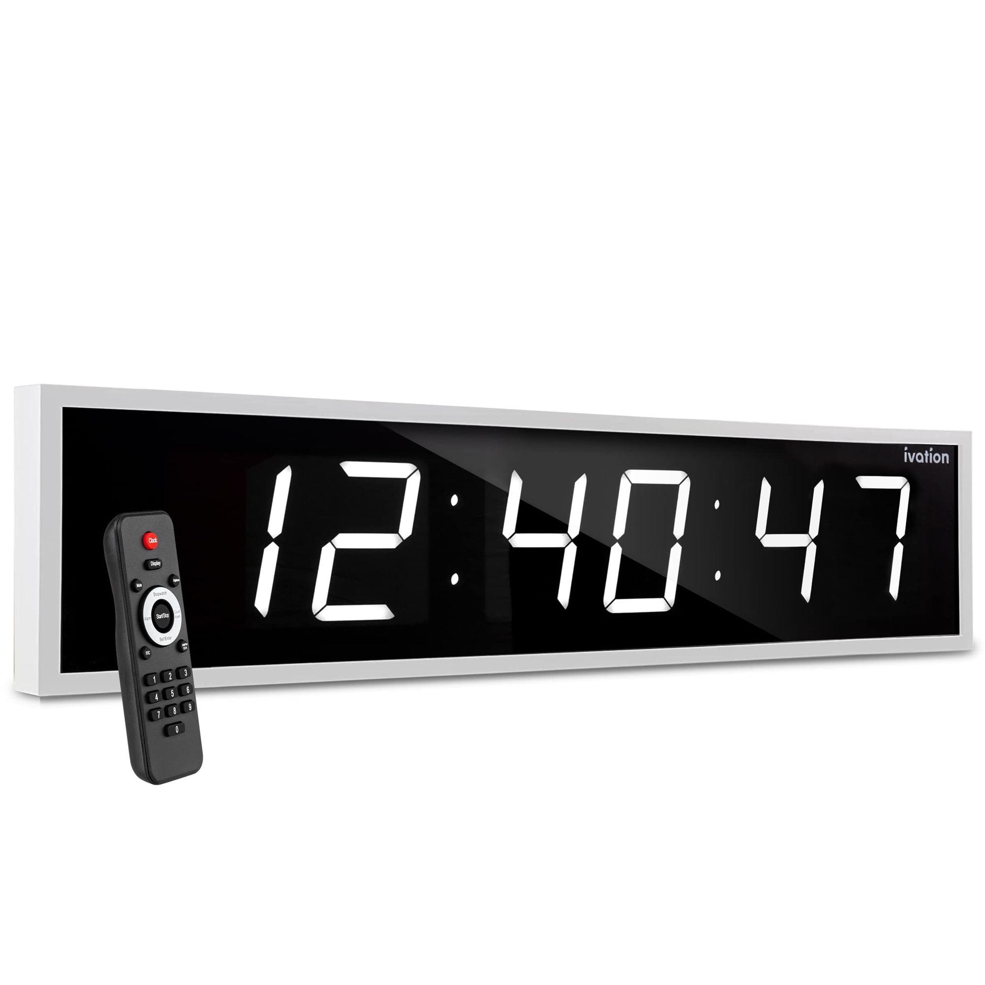 Ivation Large Digital Clock, 60" Led Wall Clock with Stopwatch, Alarms, Timer, Temp & Remote, White