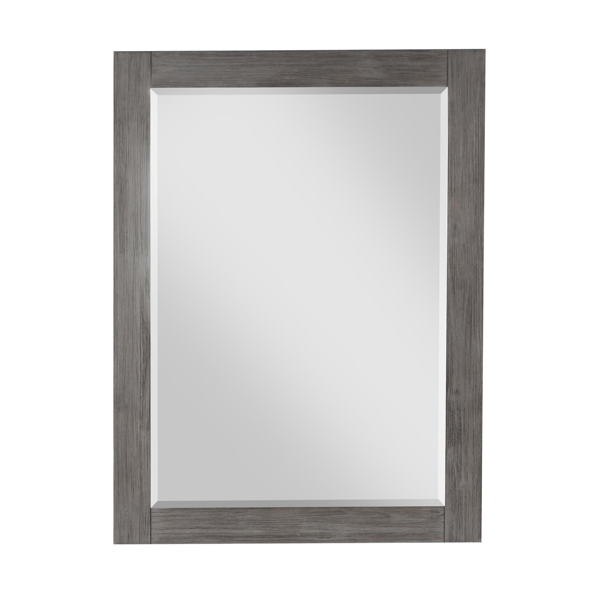 Ivy 28" Rectangular Bathroom Wood Framed Wall Mirror in Classical Grey