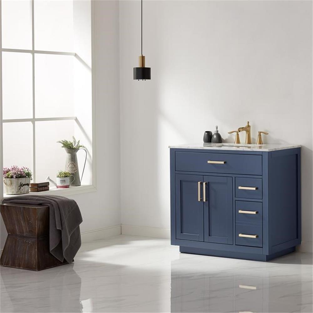 Ivy 36" Marble Countertop Single Vanity w/o Mirror Royal Blue