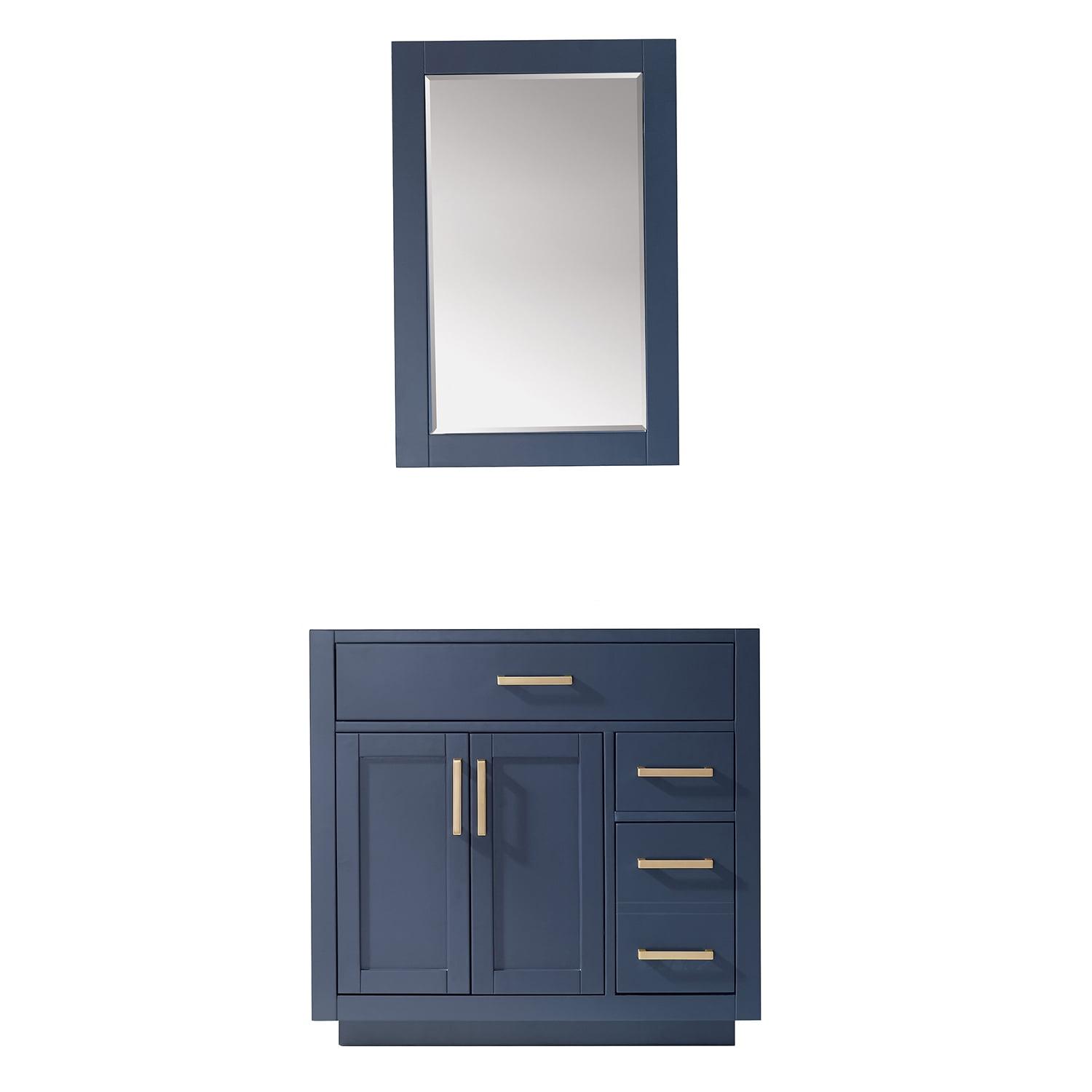 Ivy 35.2" Single Bathroom Vanity Cabinet And Mirror, Without Countertop