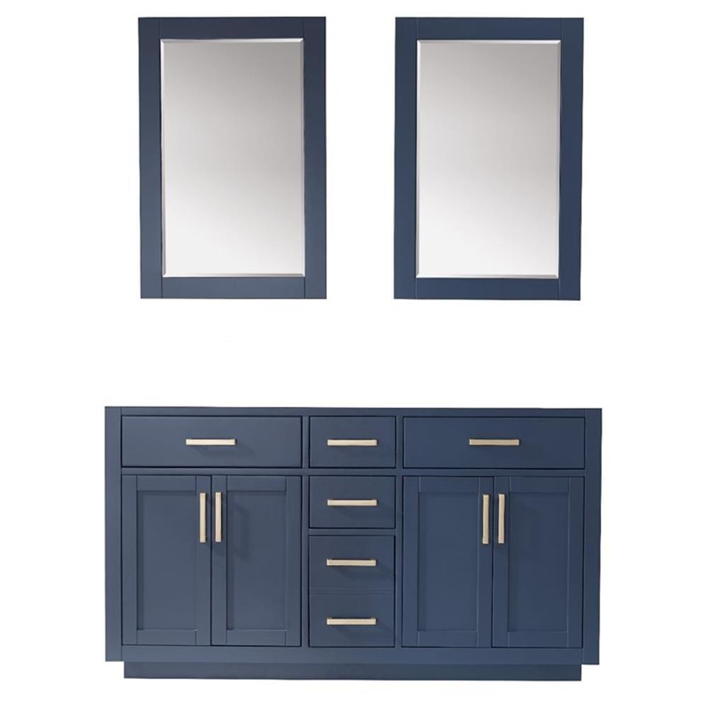 Ivy 59.2" Double Bathroom Vanity Cabinet And Mirror, Without Countertop