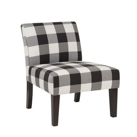 Ivy Avington Armless Slipper Accent Chair Armless Accent Chairs Black and White Buffalo Check Foam, Fabric Plaid Pattern Padded Seat Farmhouse,