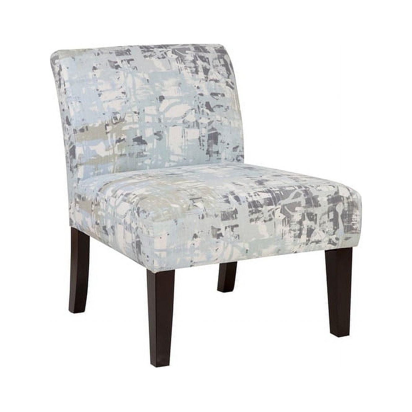 Slate Blue and Grey Floral Wood Slipper Chair