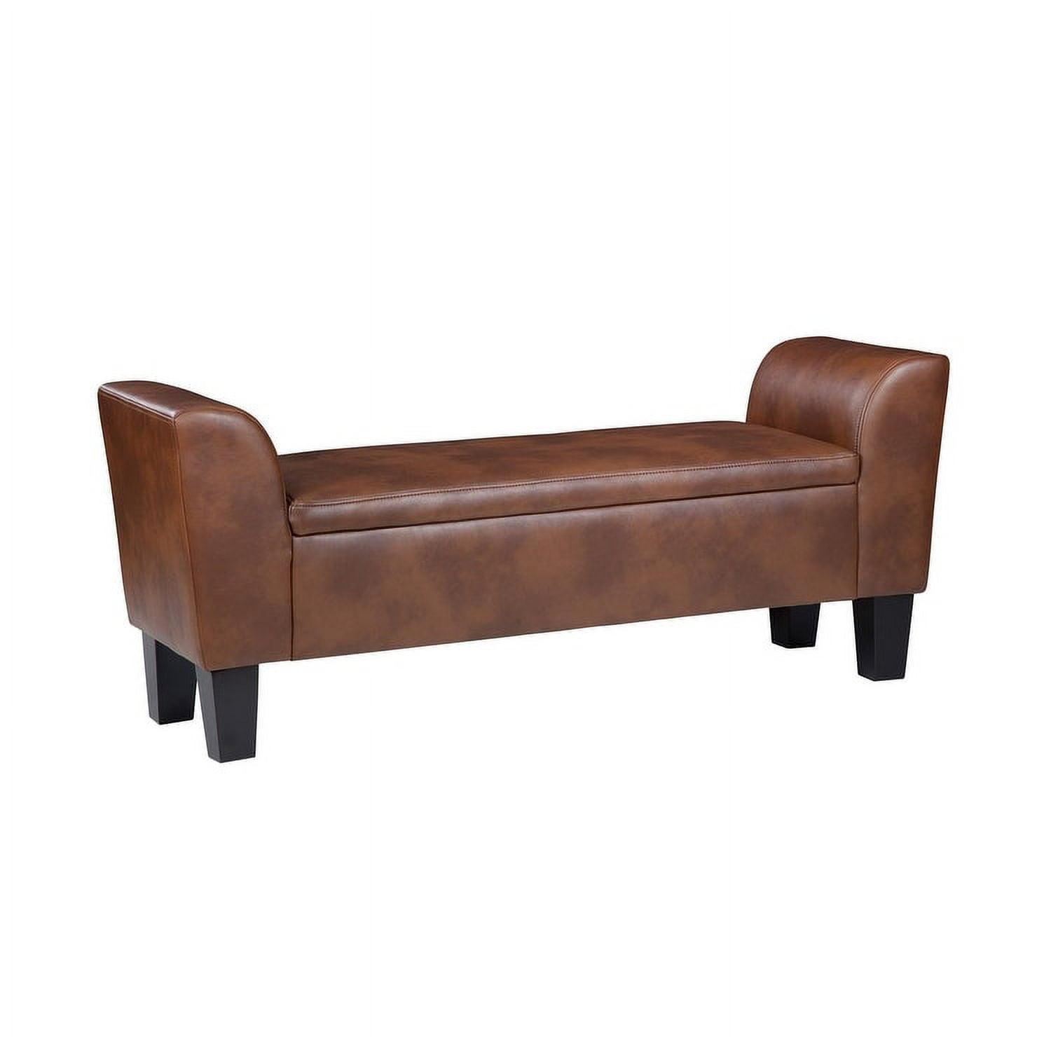 Claire Faux Leather Flip Top Storage Bench with Arms