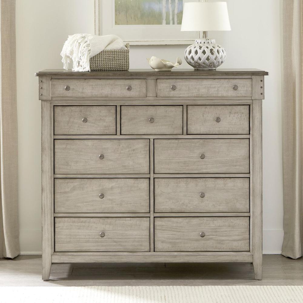 Weathered Linen 11-Drawer Vertical Chesser with Felt Lined Drawer