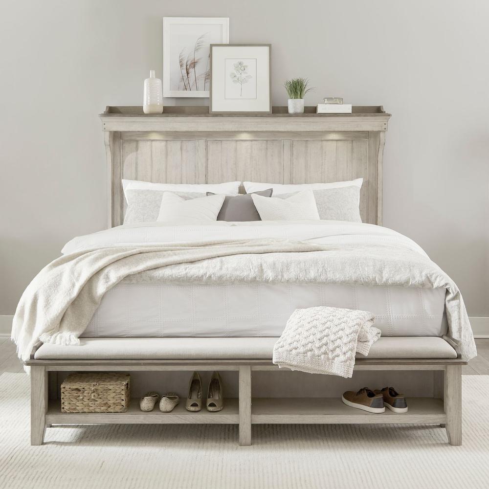 Ivy Hollow Queen Mantle Storage Bed in Weathered Linen