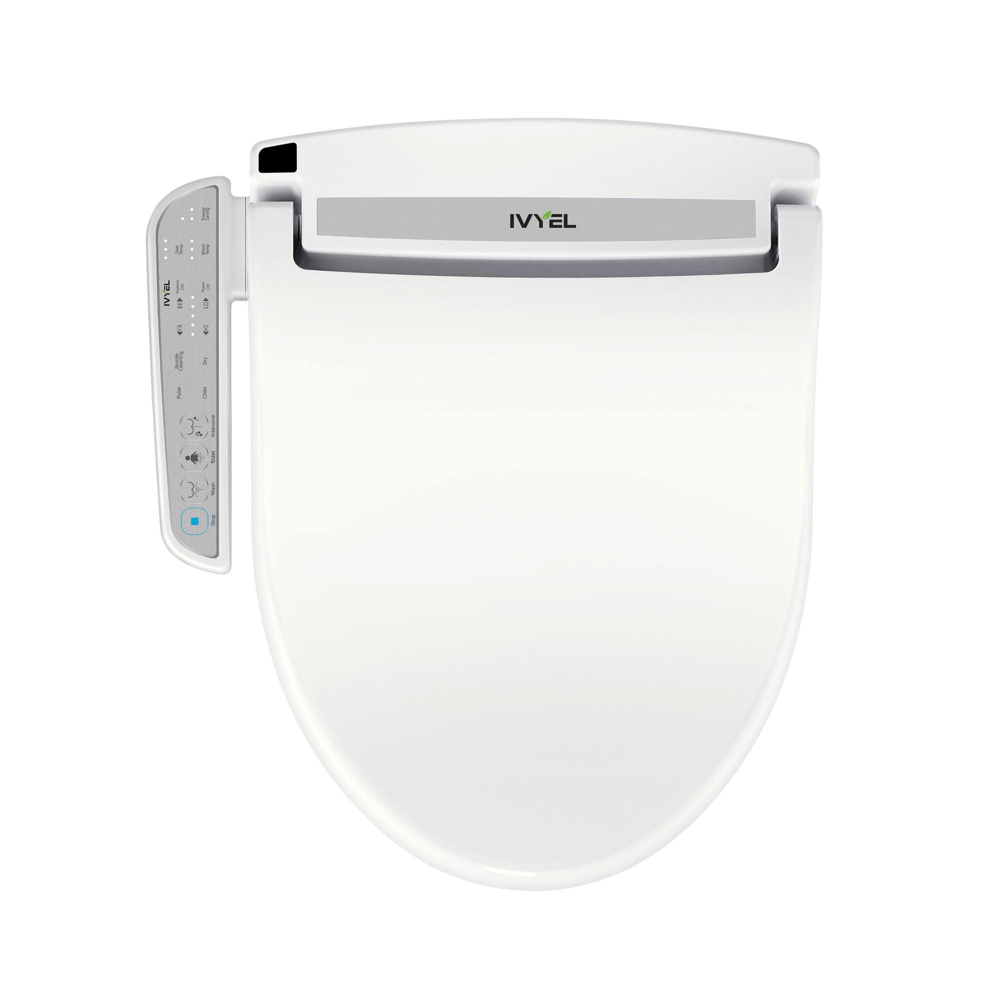 Ivyel GL-3 Smart Electric Bidet for Toilet Seat,Fits Round Toilets,Stainless Steel Self Cleaning Nozzle,Heated bidet Toilet Seat with Warm Water,Air Dryer,Intensive Wash