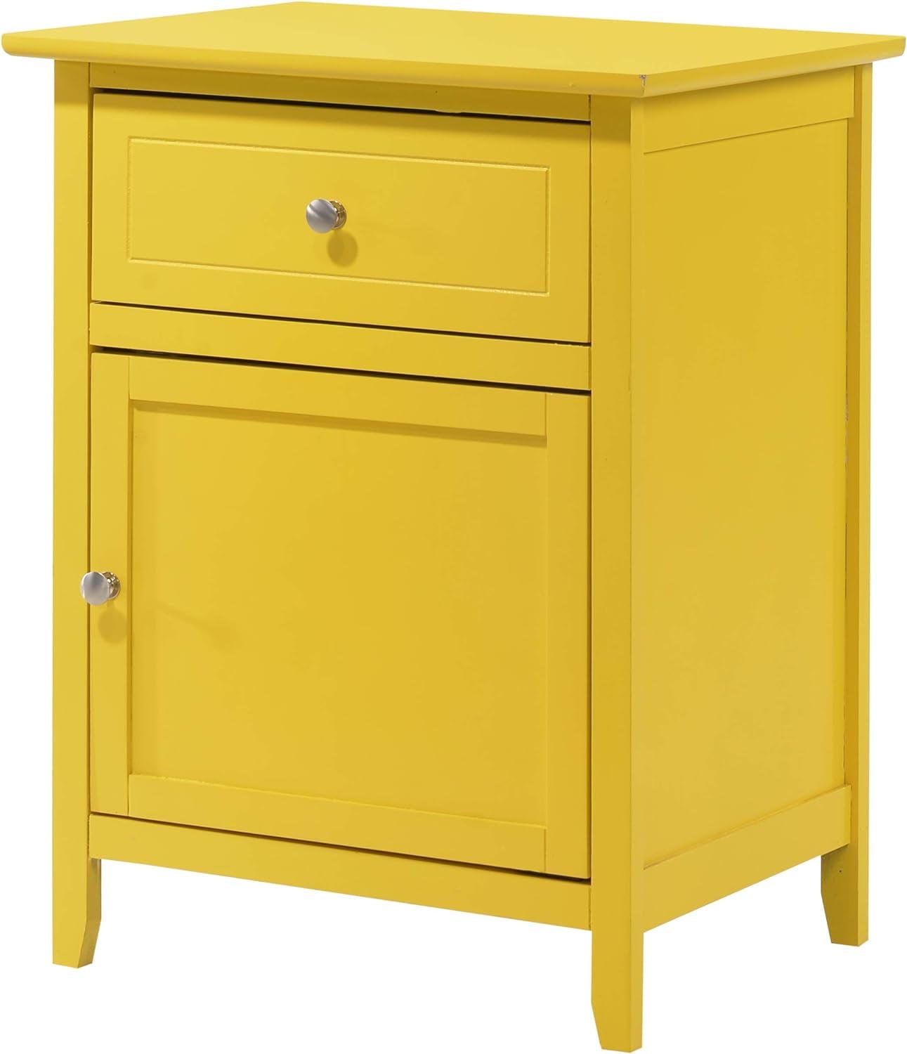 CoSoTower Modern Yellow Wood Veneer Nightstand with Storage