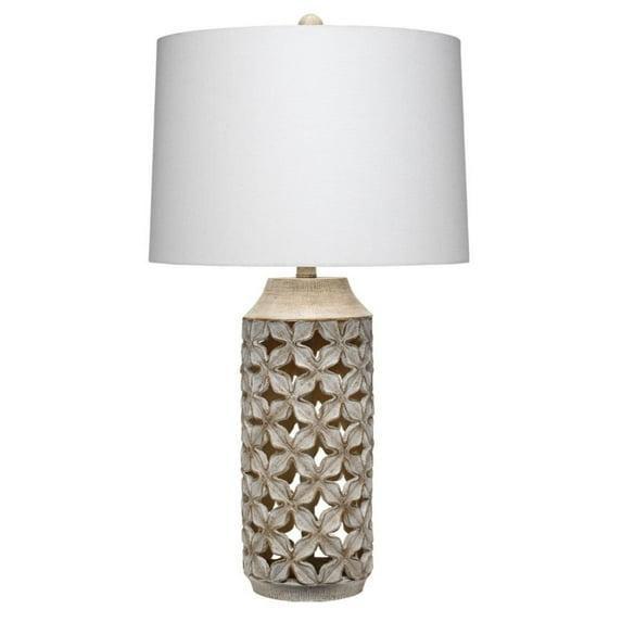 Flora Table Lamp White - Splendor Home: Resin Base, Linen Cone Shade, 3-Way Light, UL Listed