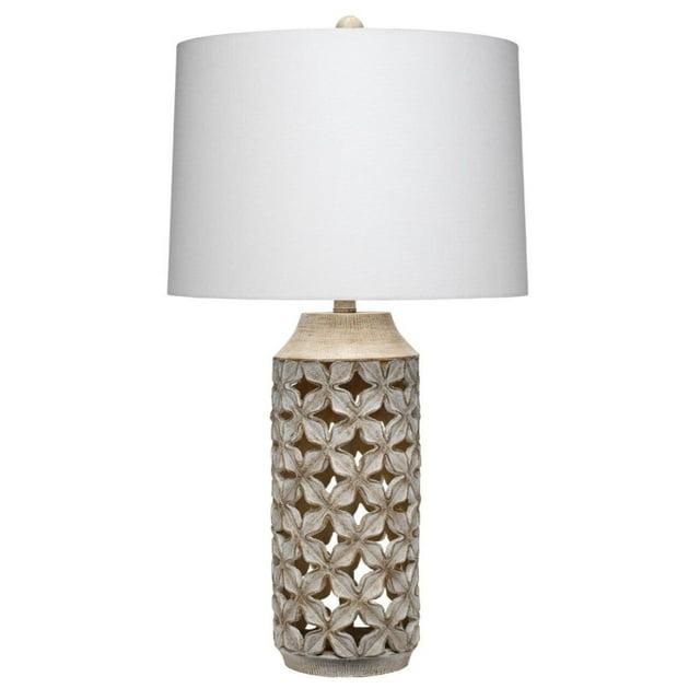 Flora Table Lamp White - Splendor Home: Resin Base, Linen Cone Shade, 3-Way Light, UL Listed