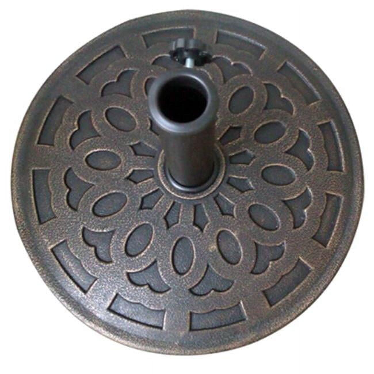 Four Seasons Courtyard Solid 18 Inch Round Base for 2 Inch Umbrella Poles to Shade Outdoor Backyard Garden, Patios, and Porches, Bronze