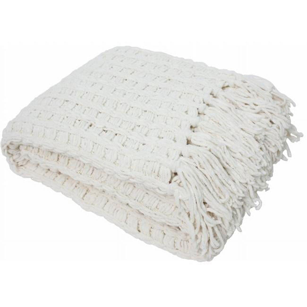 Cream Knitted Cotton Kids Reversible Throw Blanket