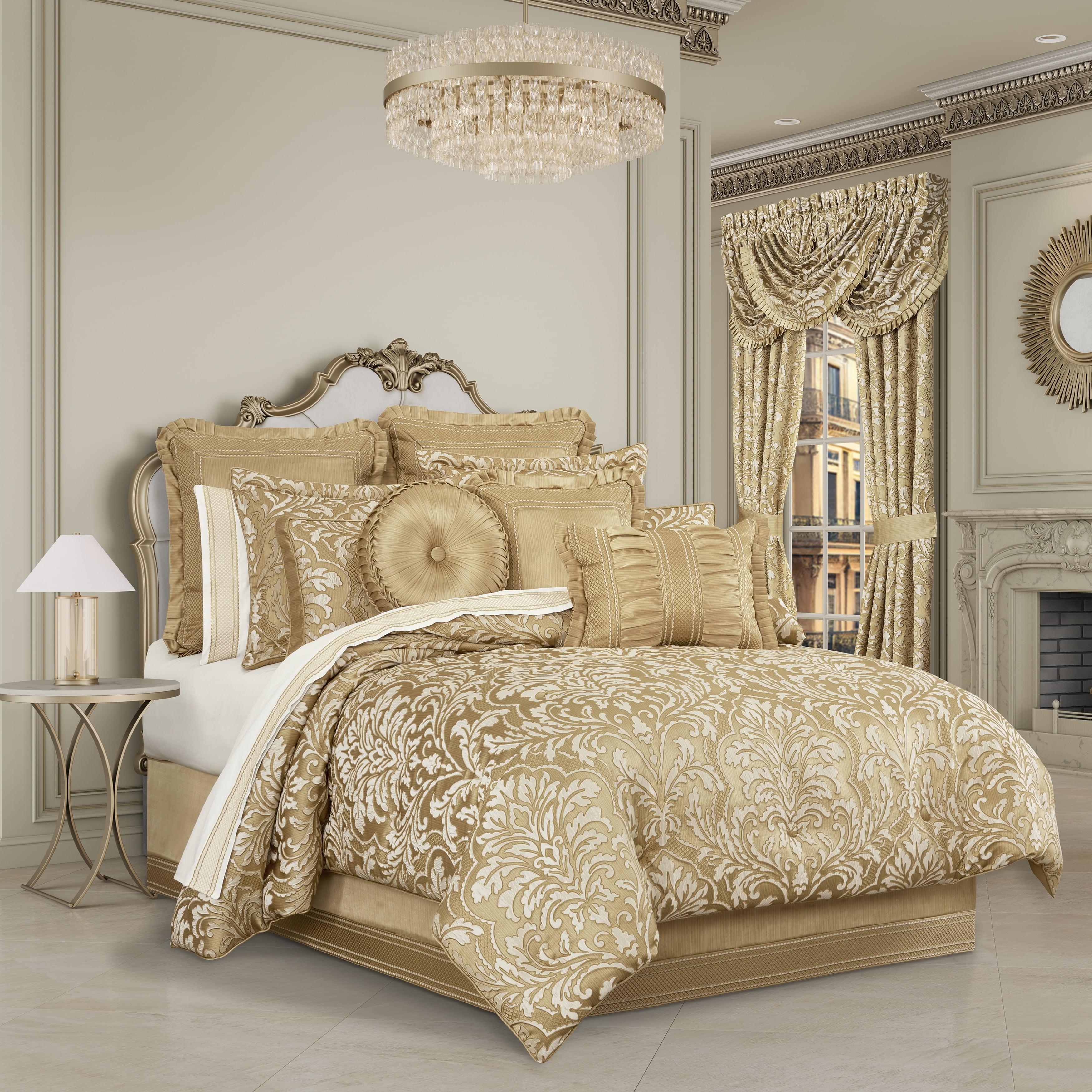 Aurelia King Ivory and Gold Embroidered Comforter Set