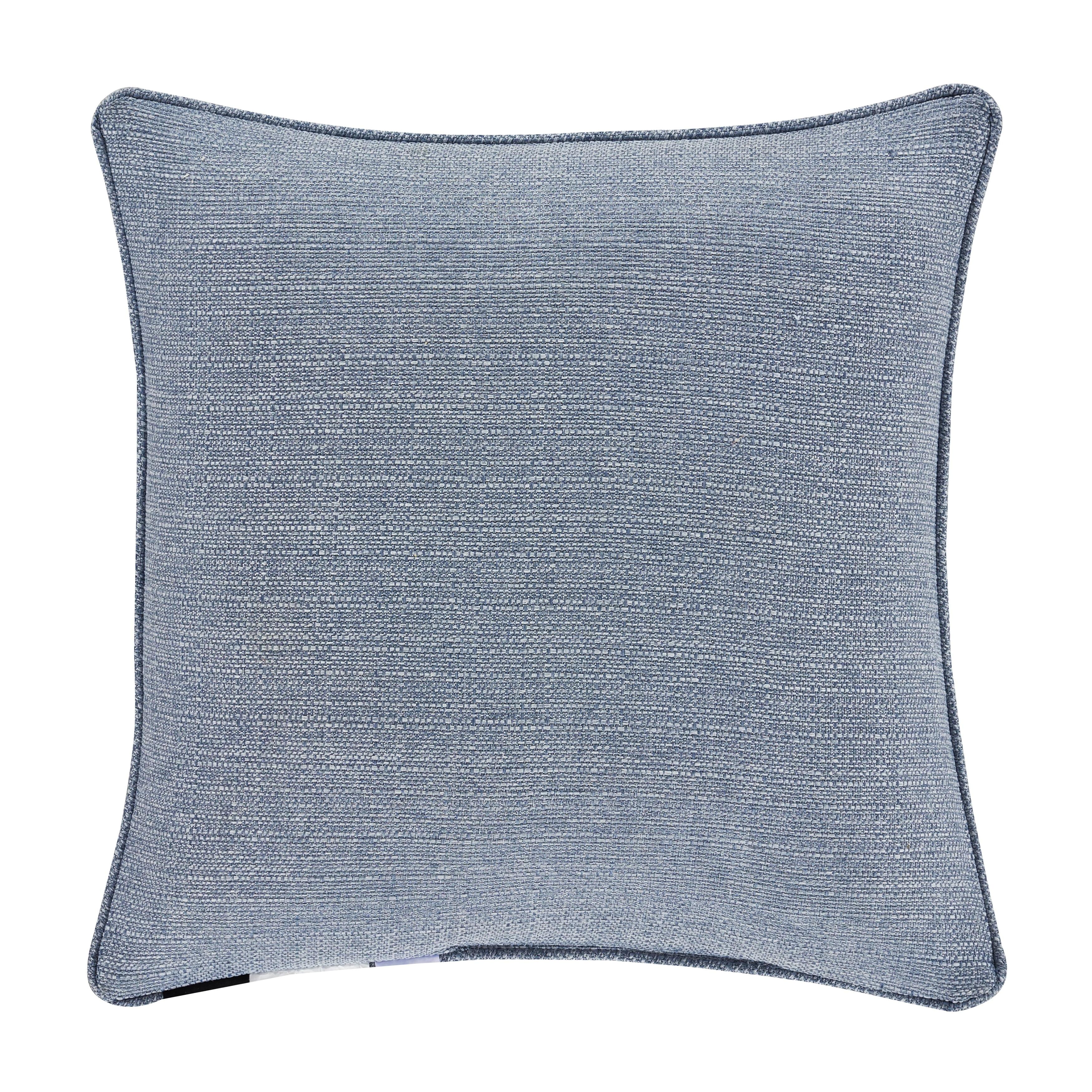 Aurora 20" Blue Embroidered Square Throw Pillow