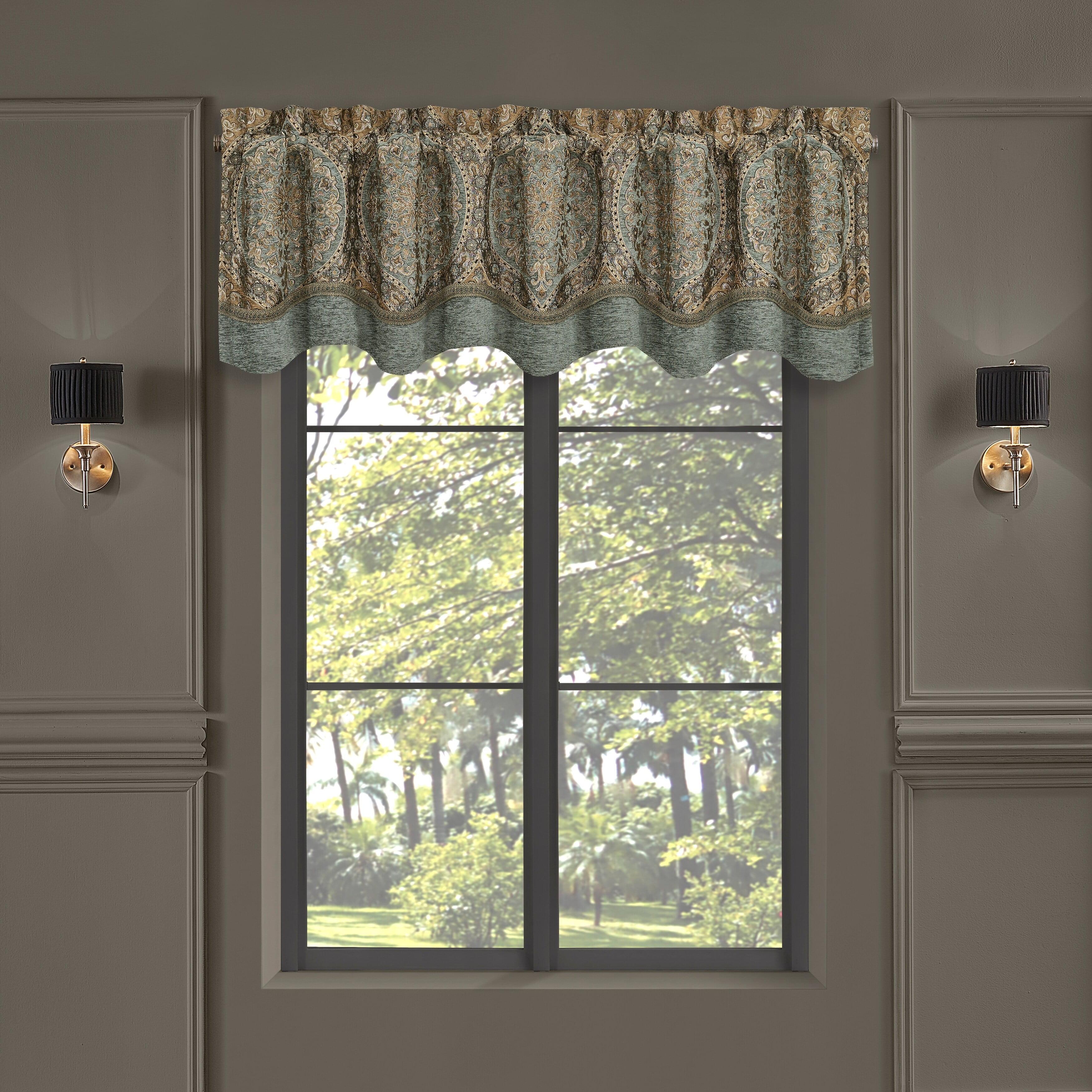 Spa Beige Granite Scalloped Chenille Valance