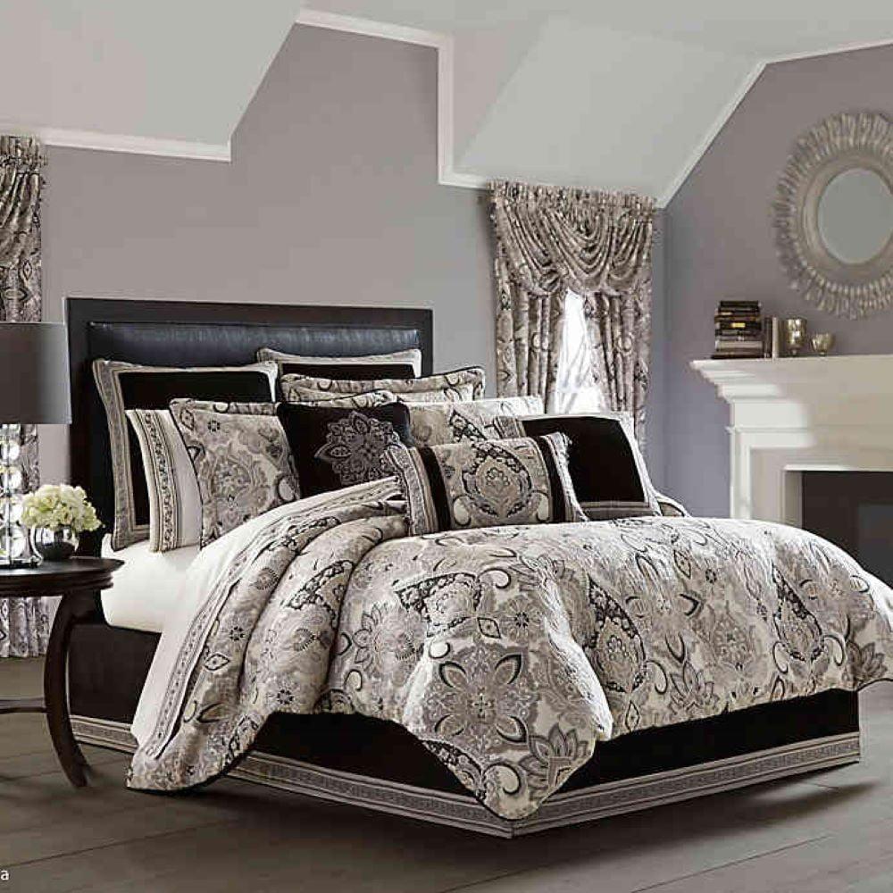 Giselle Queen Black and Silver Microfiber Comforter Set