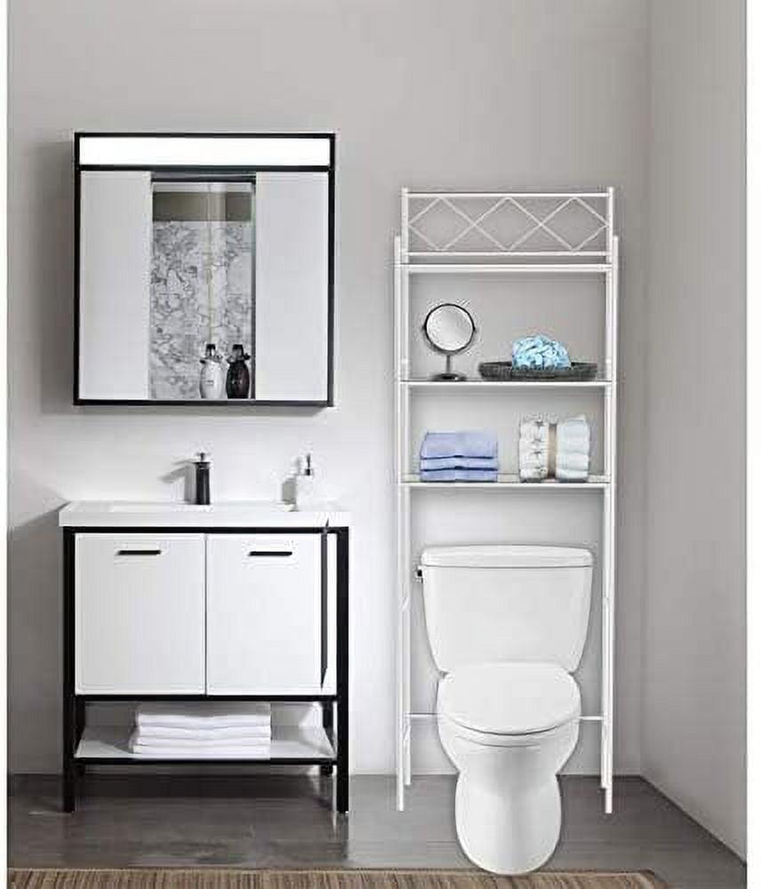 Metal Over The Toilet Space Saver and Organizer White - J&V TEXTILES: Powder-Coated Stainless Steel, 3 Fixed Shelves