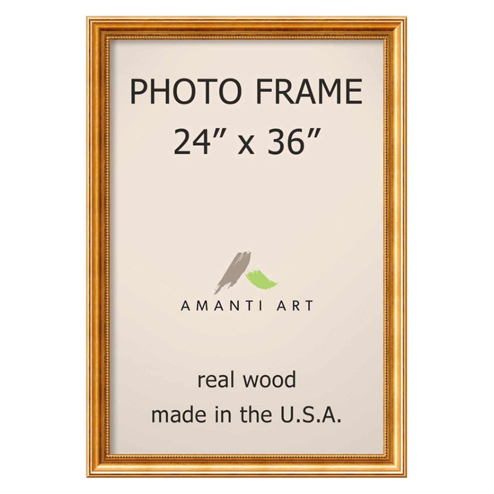 Amanti Art Townhouse Gold Wood Picture Frame Opening Size 24x36 in.