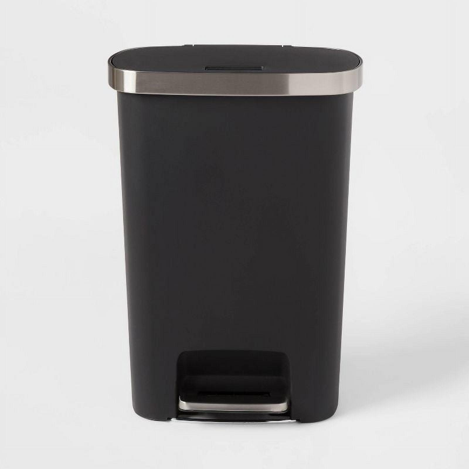 Plastic Locking Lid Step Trash Can Black - Brightroom™"