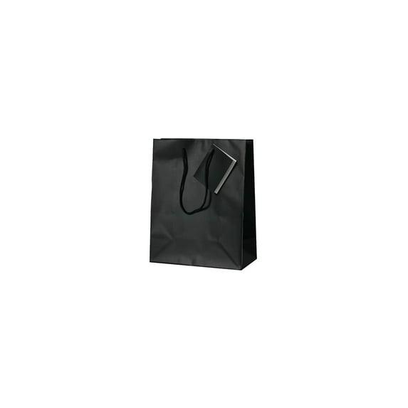 JAM Paper Medium Glossy Gift Bags, 8 x 10 x 4, Black, 3 per Pack