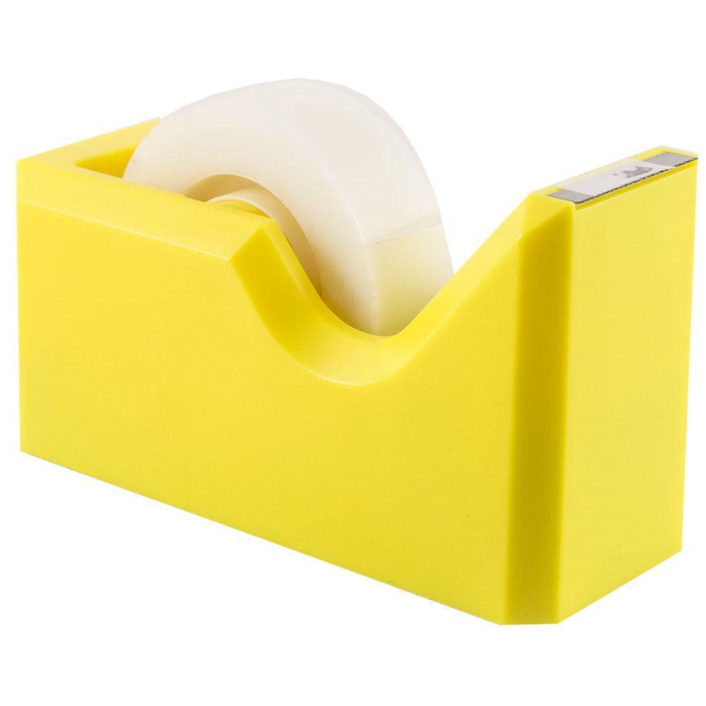 JAM Paper Colorful Desk Tape Dispensers - Yellow: Plastic Stationery for School & Office