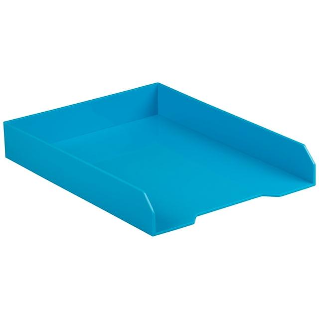 JAM PAPER Stackable Paper Trays - Blue - Letter Tray - Sold Individually 9.75 "  x 12.5 "  x 6 "