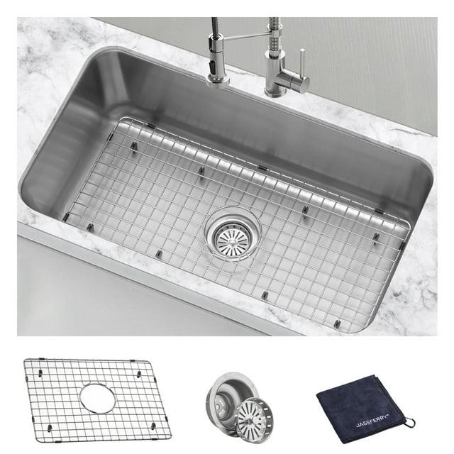 JASSFERRY Undermount Kitchen Sink Single Bowl 32 Inch, 32", 16-gauge Stainless Steel