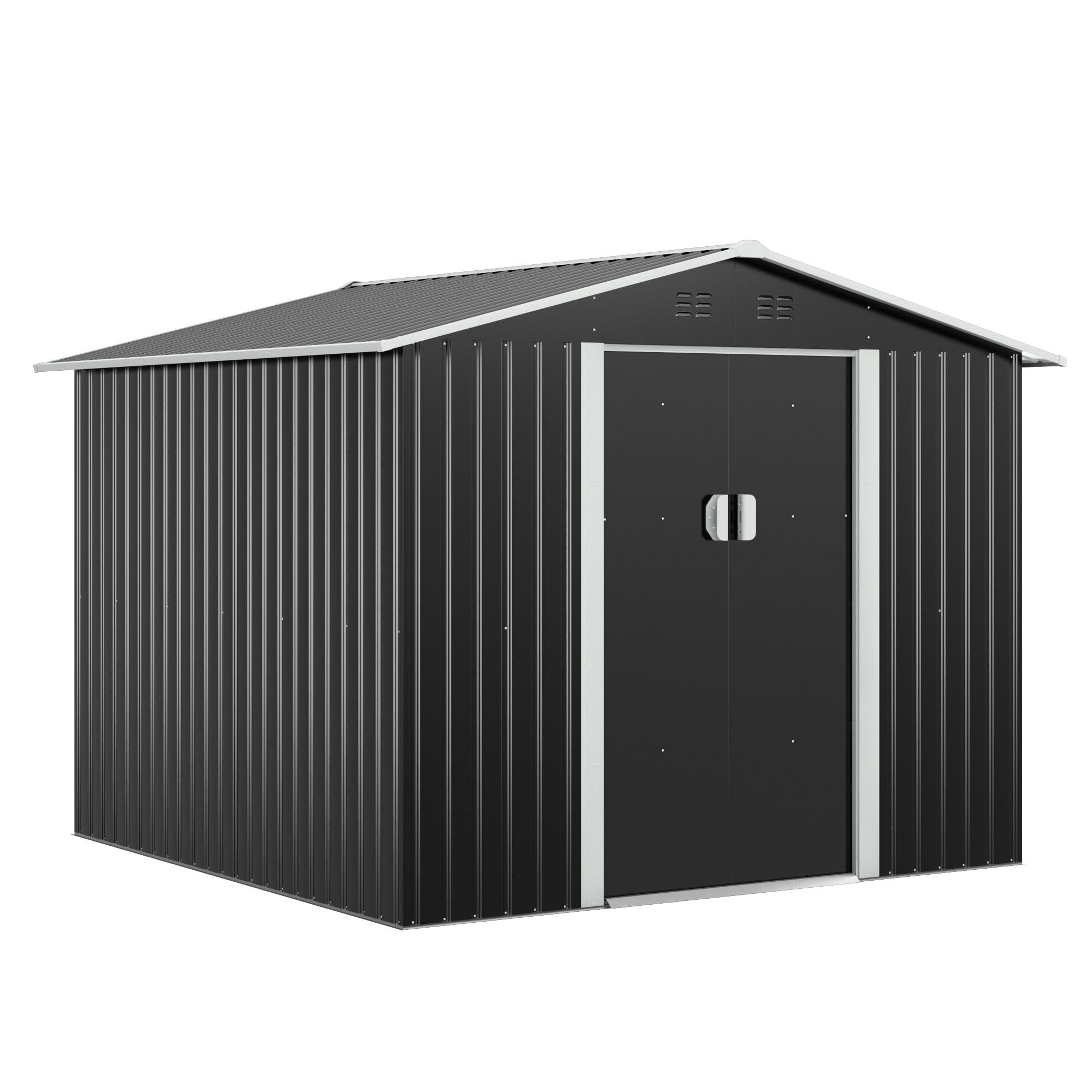 Jaxpety 8 ft. W x 8 ft. D Metal Storage Tool Shed Outdoor Storage Shed With Sliding Doors and Vents & Reviews | Wayfair