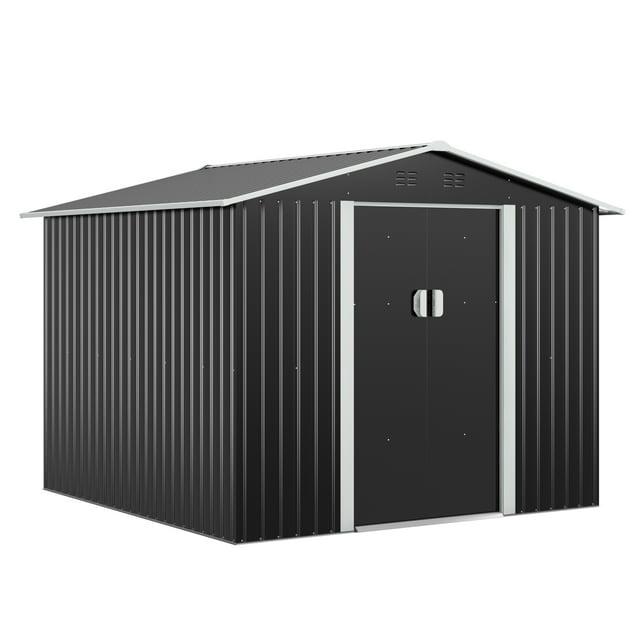 Jaxpety 8 ft. W x 8 ft. D Metal Storage Tool Shed Outdoor Storage Shed With Sliding Doors and Vents & Reviews | Wayfair