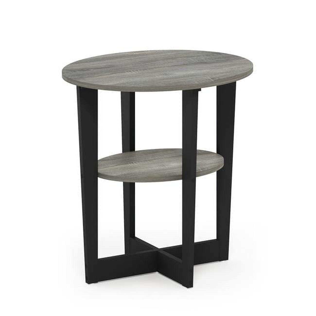 JAYA Oval End Table, French Oak Grey & Black