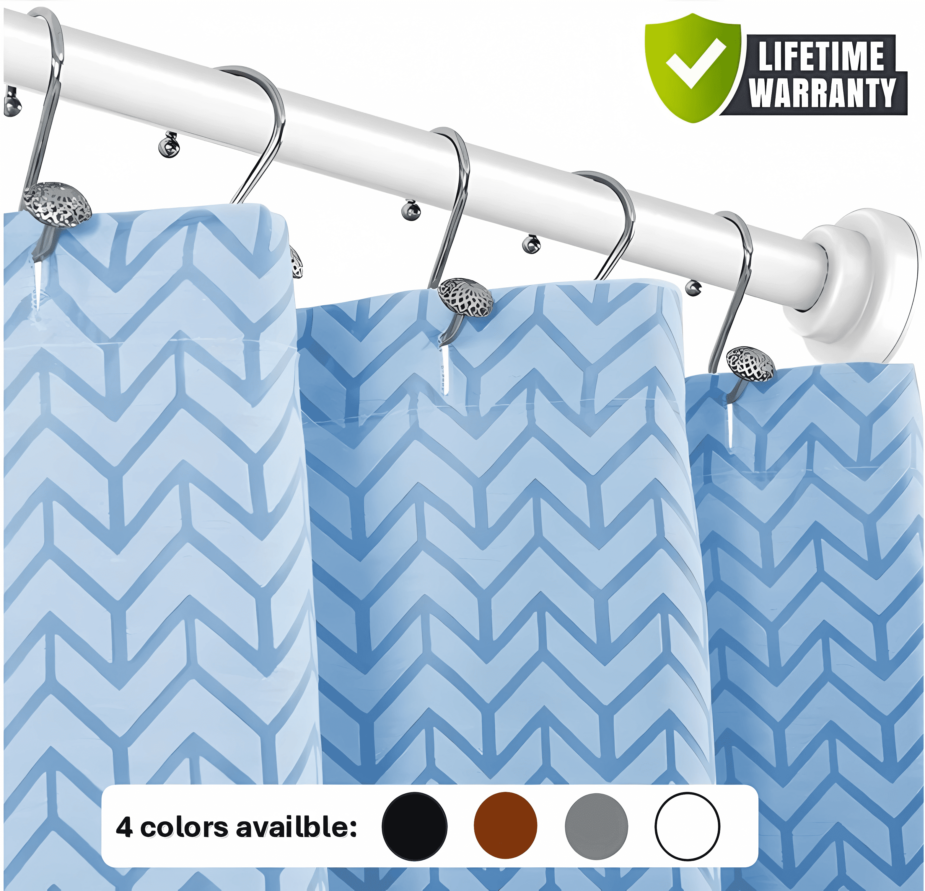 JDLiving Maxda Premium 43"- 72" Adjustable Rustproof Straight Tension Shower Curtain Rod- No Drill
