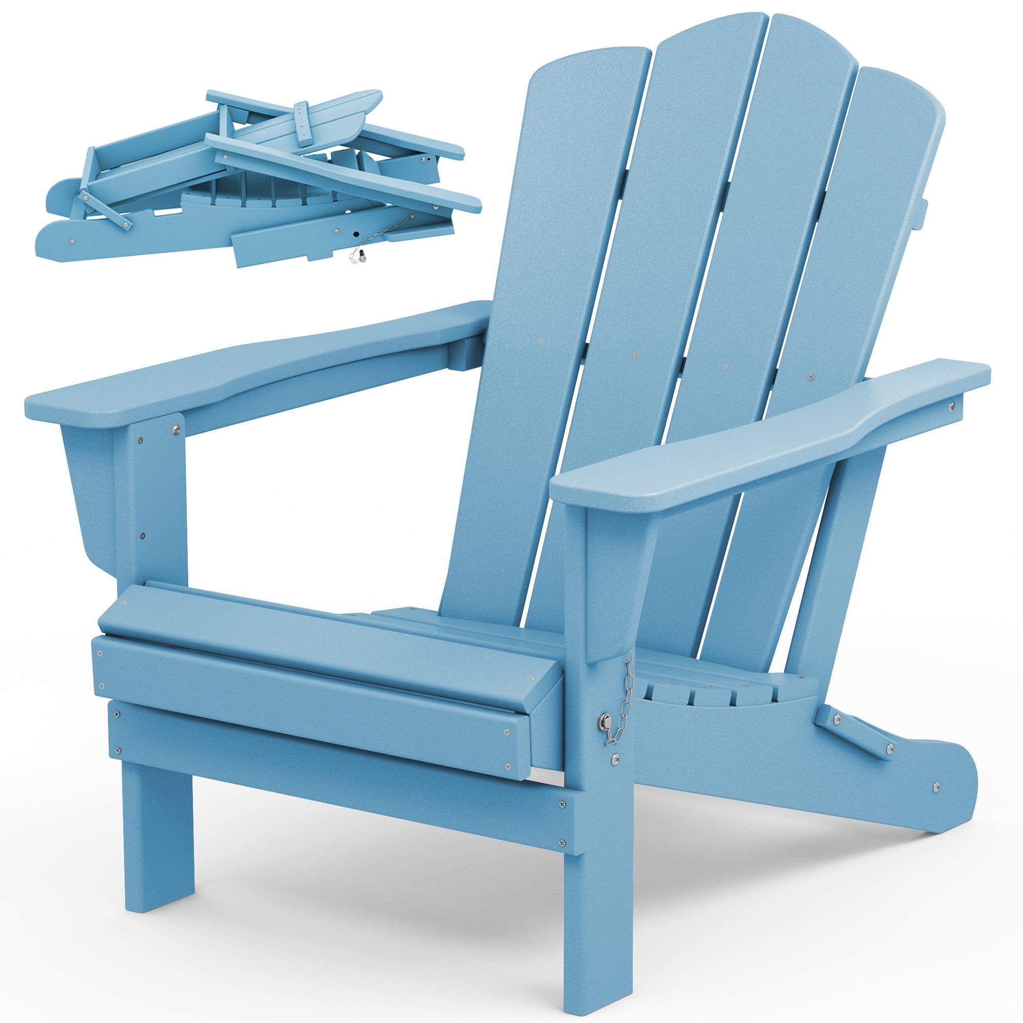 JEAREY Plastic Adirondack Chair, HDPE All-Weather Outdoor Folding Adirondack Chair for Outside, Light Blue