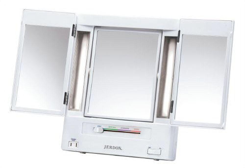 Tri-Fold Countertop LED Lighted Makeup Mirror with 5X Magnification