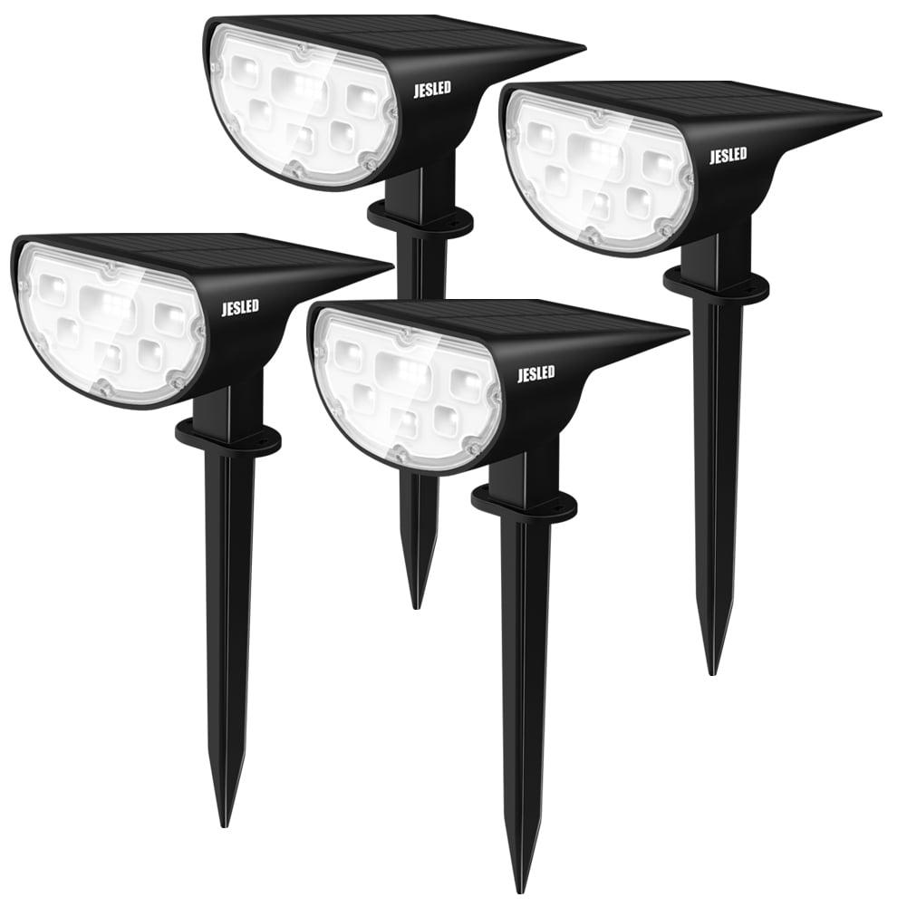 JESLED Black Solar LED Pathway Lights with Adjustable Panels, Set of 4