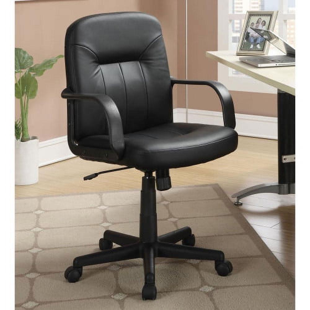 Swivel Executive Medium-Back Leather Office Chair in Black