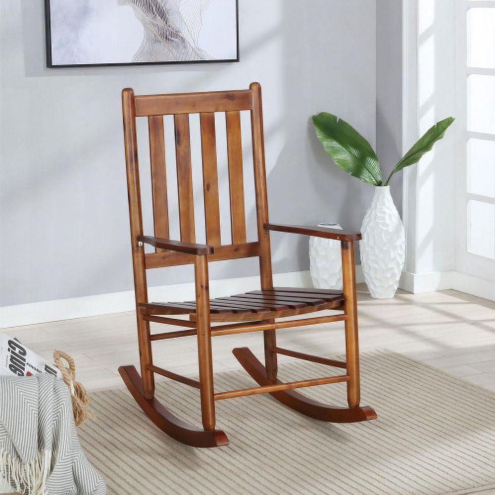 Golden Brown Acacia Wood Traditional Rocking Chair