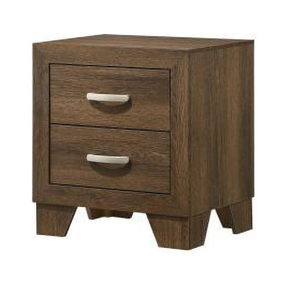 Transitional Oak Nightstand with Metal Handles and 2 Drawers