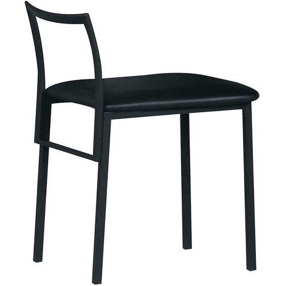 Sleek Black Metal and Leather Upholstered Side Chair