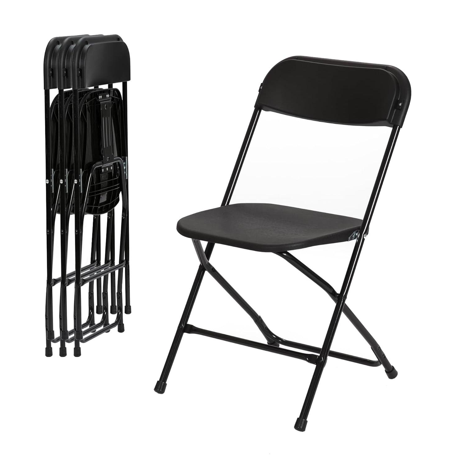 Ktaxon 4 Pack Indoor Outdoor Events Seats, Portable Stackable, Plastic Folding Chairs for Party, Black