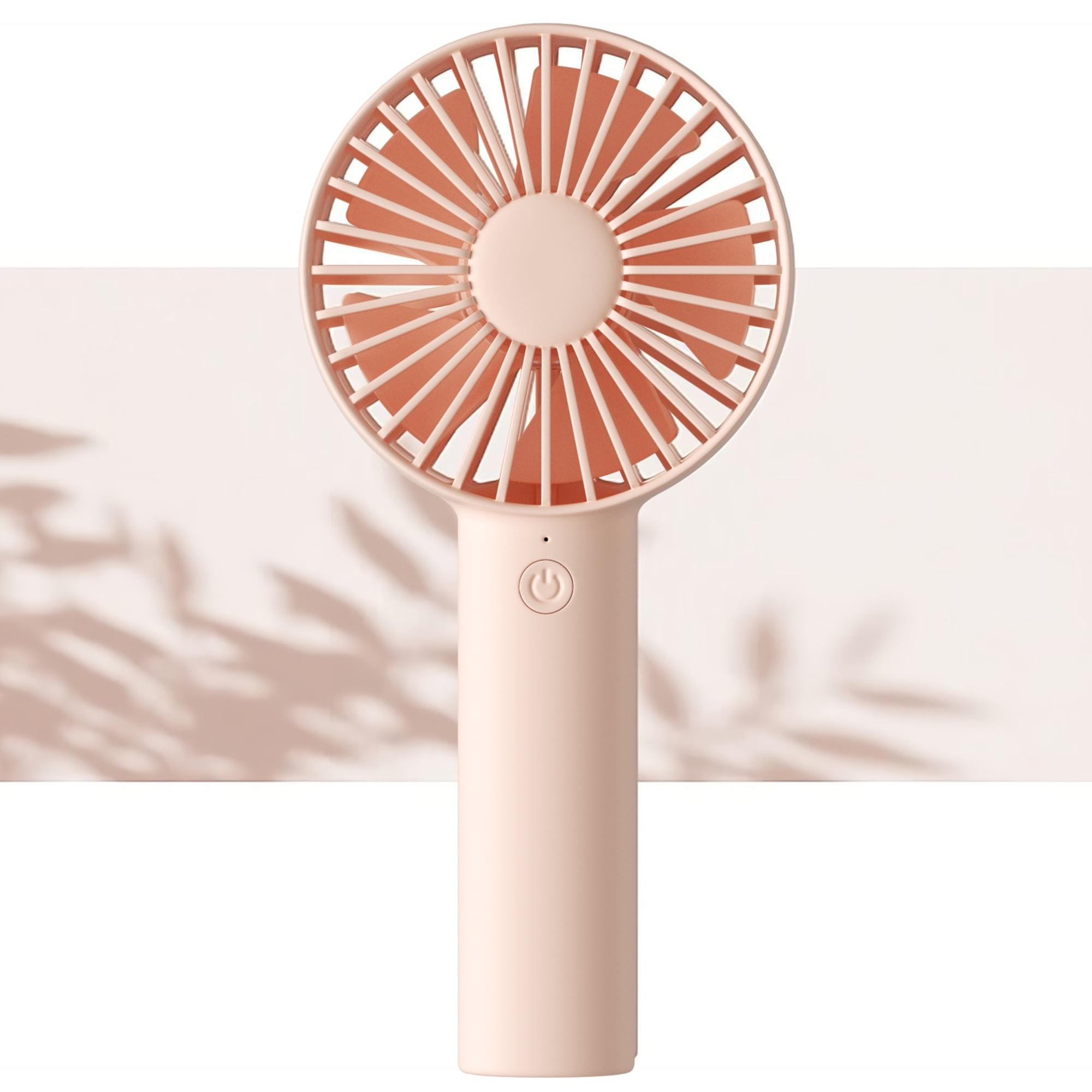 JISULIFE Handheld Fan, Portrable Mini Fan with 3 Speed, USB Rechargeable Personal Fan Battery Operated for Outdoor, Office, Travel -Pink