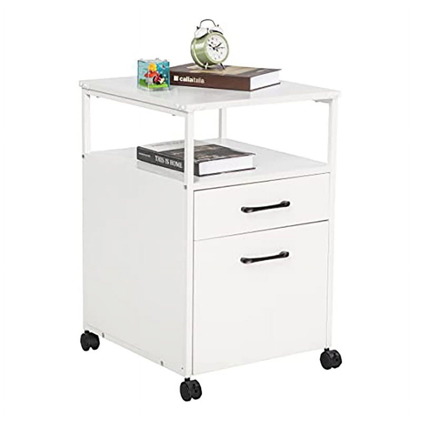 HOMCOM Mobile Storage Cabinet Organizer with Drawer and Cabinet, Printer Stand with Castors